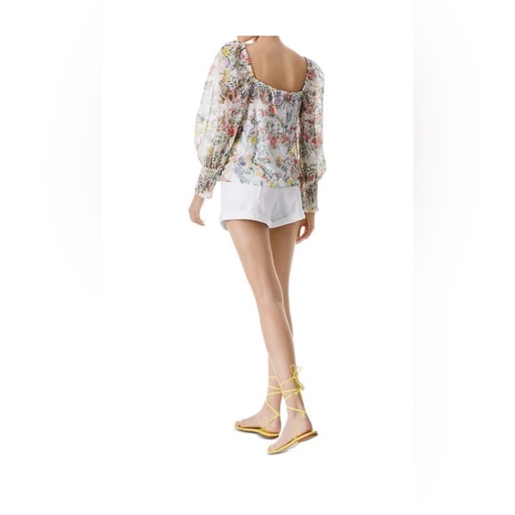 Alice + Olivia Rowa Embroided Floral Tiered Puffed Long Sleeve Top Size XS - Picture 2 of 8